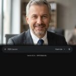 Портрет уверенного бизнесмена с дружелюбным взглядом на размытом нейтральном фоне в студийном освещении